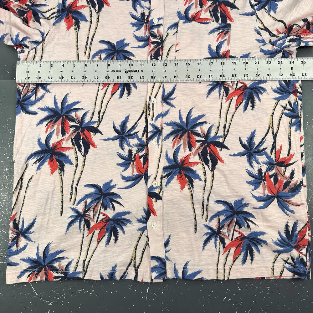 Banana Republic Hawaiian Shirt Mens XL Light Pink All Cotton Palm Tree AOP Slim - Picture 4 of 6